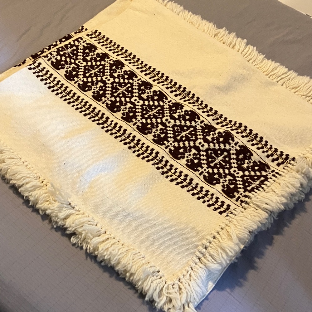 Kilim 100% Wool Polish Folk Art Patterned Woven Wall Hanging with Fringe - Picture 5 of 7
